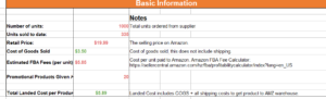 Amazon FBA fees and calculating basic information in a spreadsheet